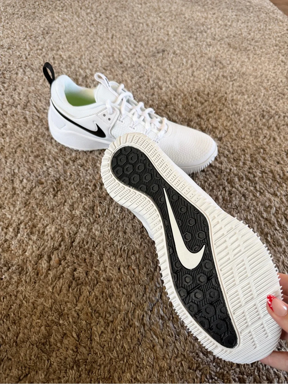 Nike White Mesh Trainers with Black Swoosh